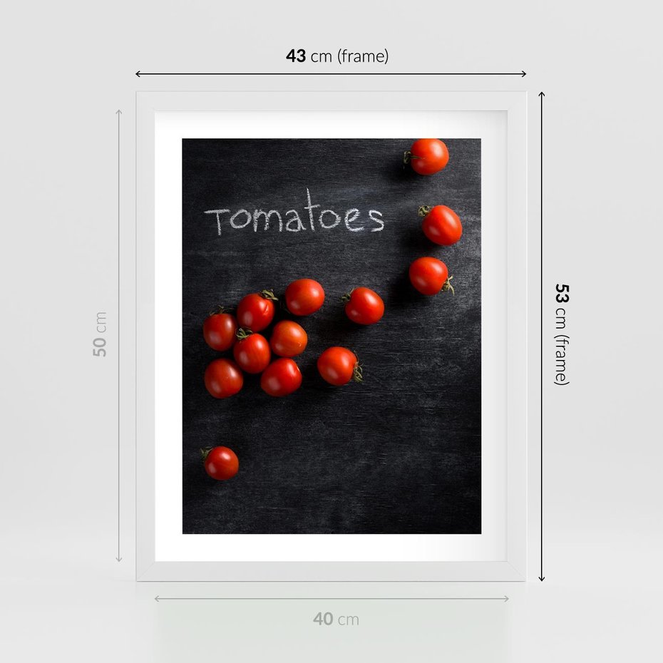 Plakat w ramie 40x50 - Świeżość Smaku - pomidory, kuchnia - rama biała