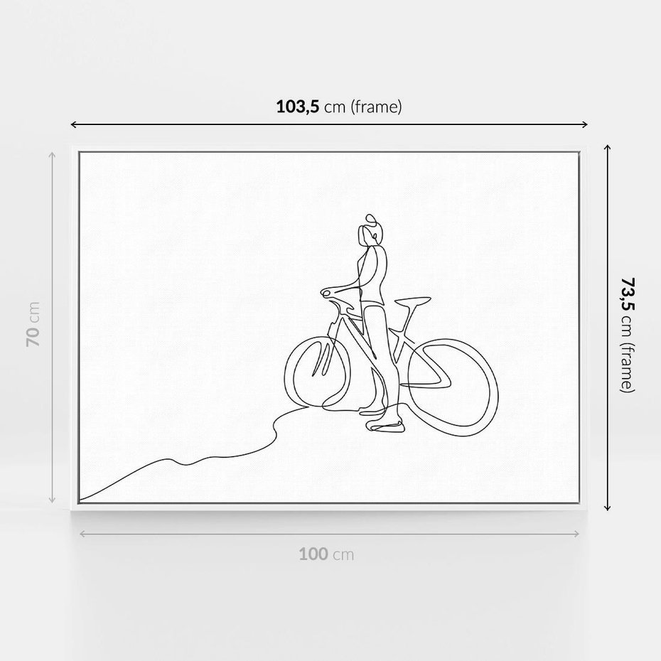 Obraz w ramie 100x70 - Minimalistyczna Przejażdżka - szkic, minimalizm - rama biała