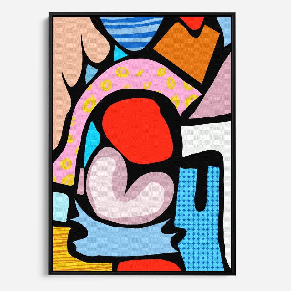 Obraz w ramie 50x70 - Czarny Komiks - abstrakcyjne formy, komiksowy styl - rama czarna