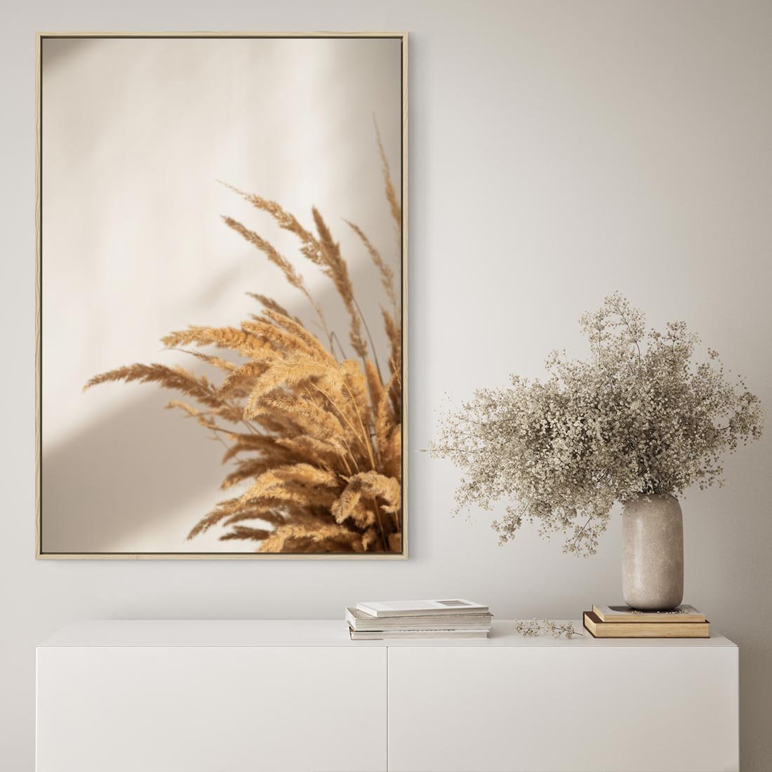 Obraz w ramie 80x120 - Swobodne trawy boho - boho, suche - rama drewno