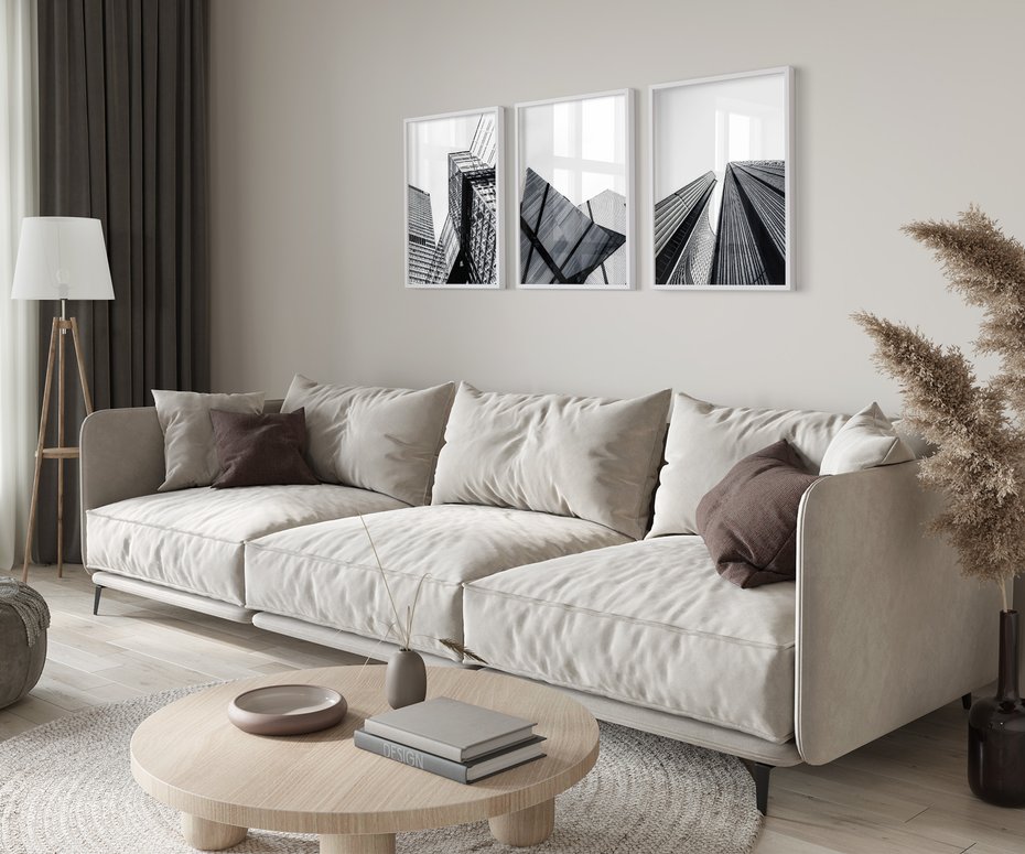 Zestaw obrazy w ramie 50x70 galeria - Architektura, sztuka, nowoczesna - rama biała