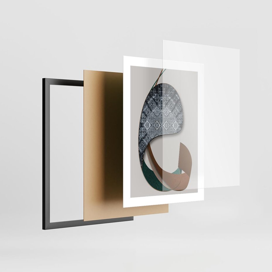 Plakat w ramie 30x40 - Abstrakcyjne Światy Geometrii - nowoczesny, geometryczny - rama czarna