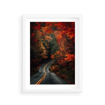 Plakat w ramie 50x70 - Jesienne Podróżowanie - fotografia, jesień - rama biała