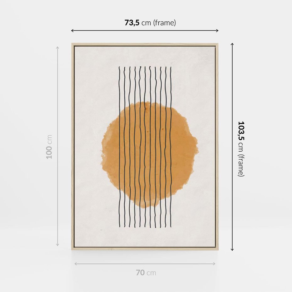 Obraz w ramie 70x100 - Taniec Emocji - abstrakcyjne akwarelowe plamy, nieregularne kreski - rama drewno