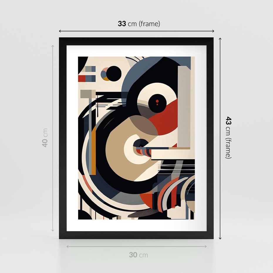 Plakat w ramie 30x40 - Wibracje Marzeń - abstrakcyjny obraz, geometryczne koła - rama czarna