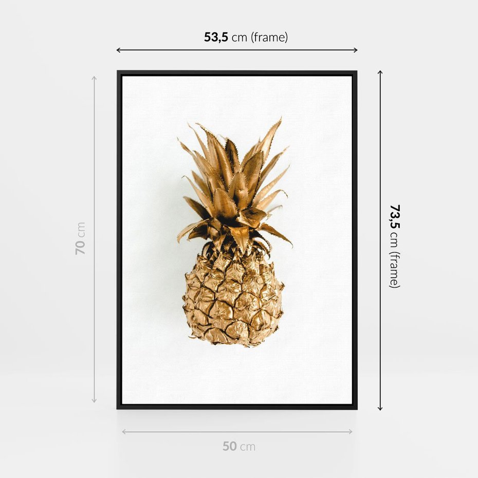 Obraz w ramie 50x70 - Ekskluzywny Akcent - złoty, ananas - rama czarna
