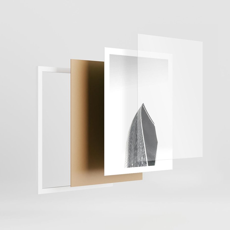 Plakat w ramie 50x70 - Czarno-Biały Wieżowiec - architektura, wieżowiec - rama biała