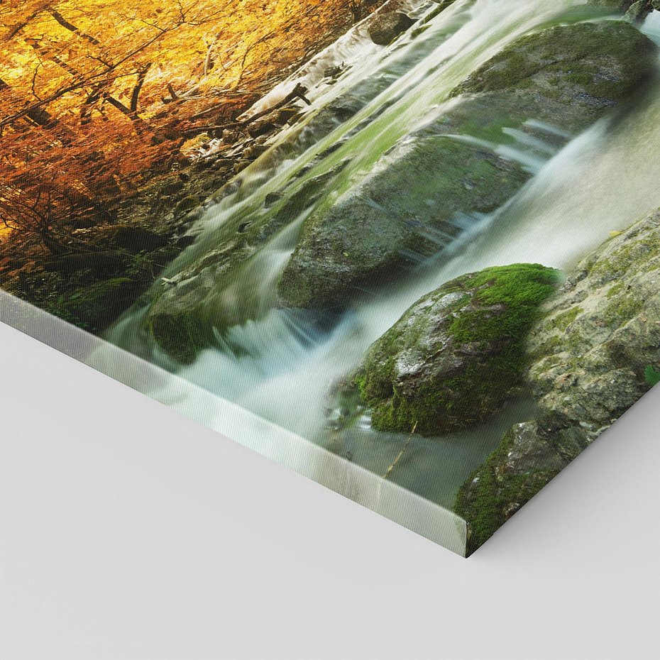 Obraz na płótnie 50x50 - Siła Natury: Strumień w Lesie - strumień, las