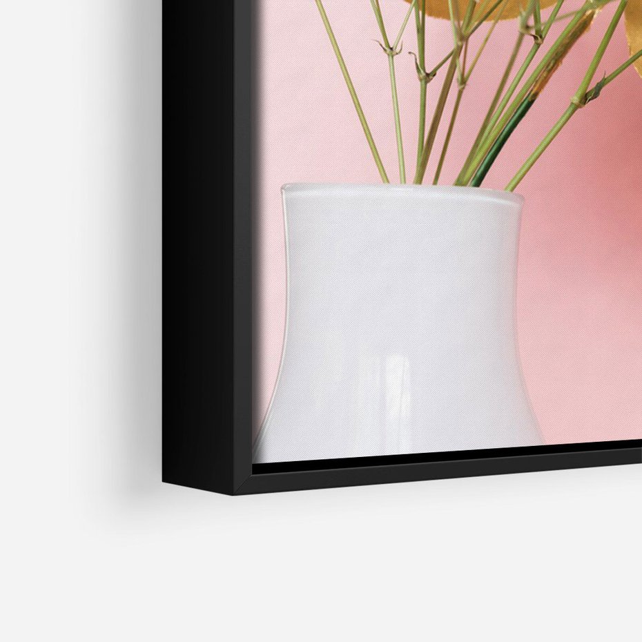 Obraz w ramie 70x100 - Blask Natury - złote, liście - rama czarna