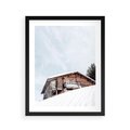 Plakat w ramie 40x50 - Spokój Górskiej Zimy - chatka w górach, domek górski - rama czarna
