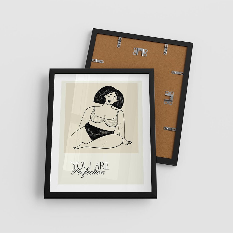 Plakat w ramie 40x50 - Harmonia Kształtów Bez Granic - siła kobiecości, rysunek - rama czarna