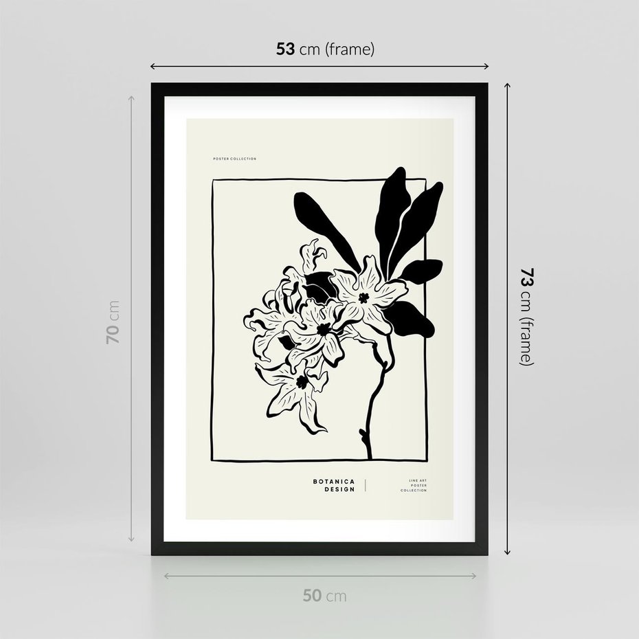 Plakat w ramie 50x70 - Kwiatowe przestrzenie - kwiat, grafika - rama czarna