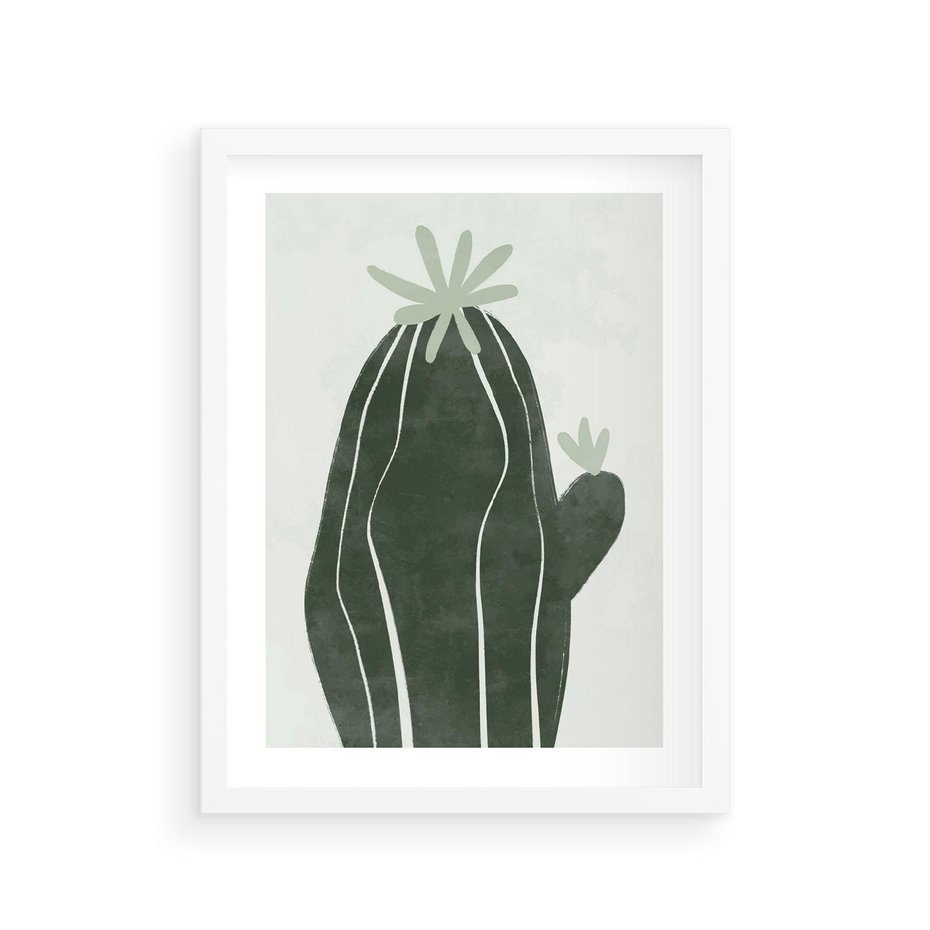 Plakat w ramie 30x40 - Zieleń Inspirującego Życia - zielony plakat, minimalizm - rama biała