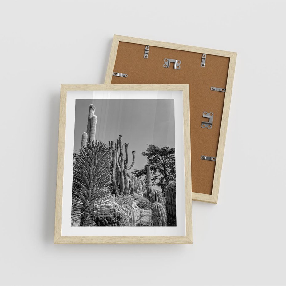 Plakat w ramie 40x50 - Pustynny Klimat - czarno białe zdjecie, pustynia - rama drewno