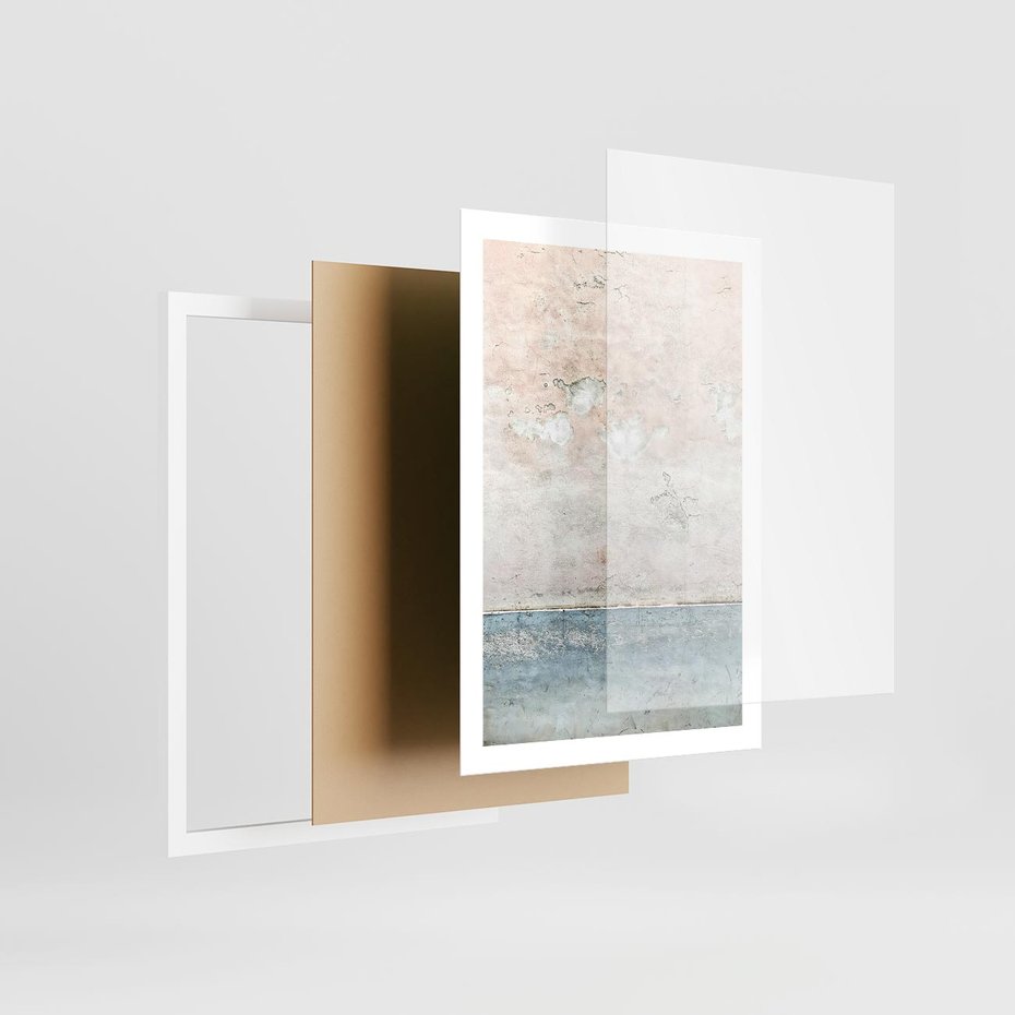 Plakat w ramie 50x70 - Obraz Starej Ściany z Delikatnymi Odcieniami - ściana, stara ściana - rama biała