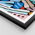 Plakat w ramie 40x50 - Kolory Na Czerni - abstrakcyjne formy, komiksowy styl - rama czarna