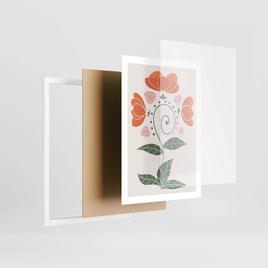 Plakat w ramie 50x70 - Migocące Kształty Kwiatów - kwiaty polne, plakat - rama biała