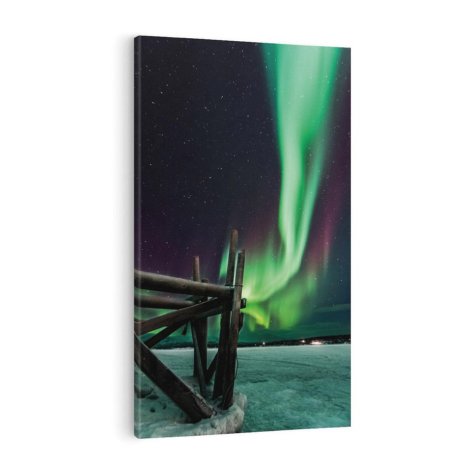 Obraz na płótnie 50x70 - Zorza polarna w tajemniczej nocnej przestrzeni - zorza, polarna