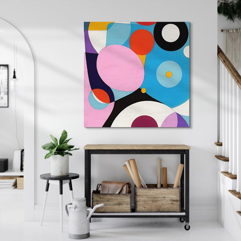 Obraz na płótnie 40x40 - Kolorowe Ulotności - abstrakcyjny obraz olejny, żywe kolory