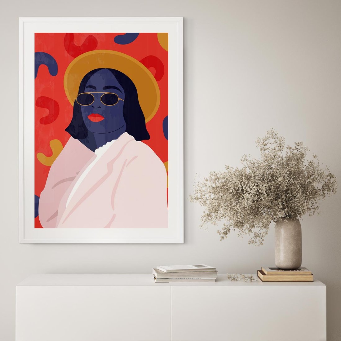 Plakat w ramie 30x40 - Kobieca Przenikliwość - nowoczesny plakat, styl retro - rama biała