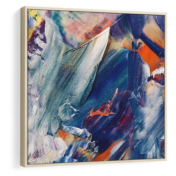 Obraz w ramie 50x50 - Rytmy ukrytych pragnień - chaos i abstrakcja, plamy koloru - rama drewno