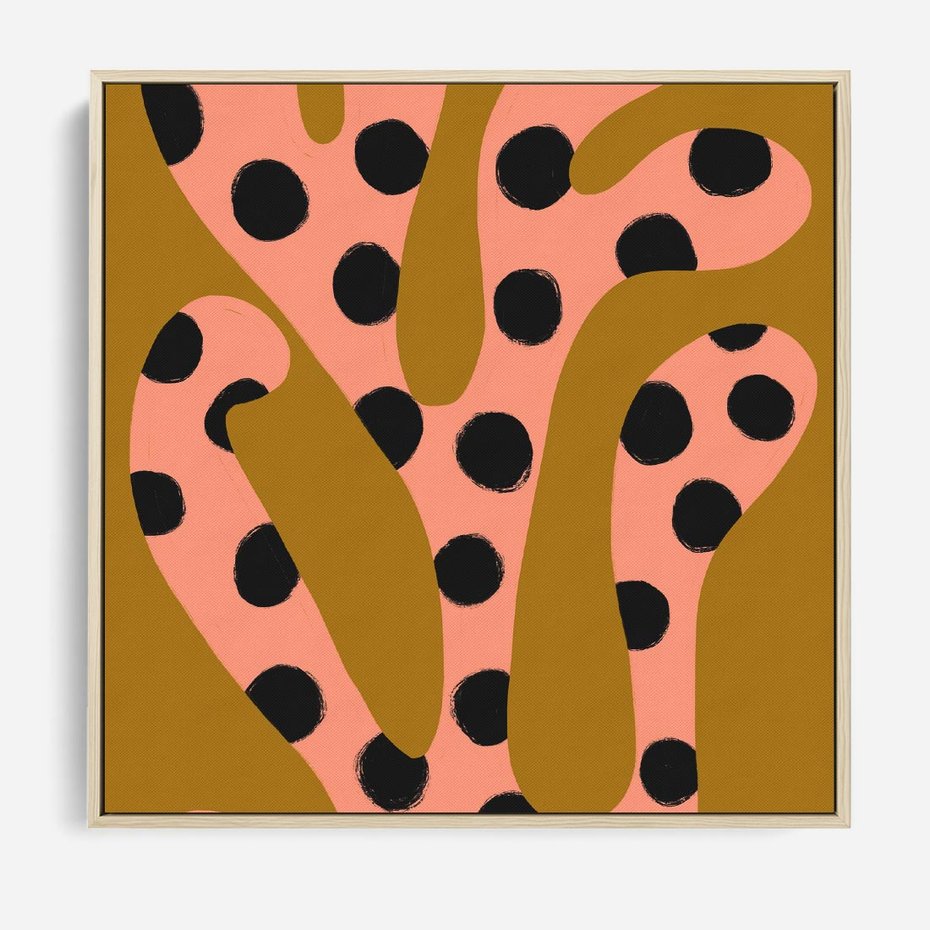 Obraz w ramie 80x80 - Rozkwitająca Wolność Boho - abstrakcyjne boho kształty, dziwne - rama drewno