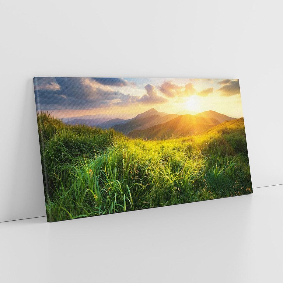 Obraz na płótnie 120x60 - Bliskość Natury - góry, łąka