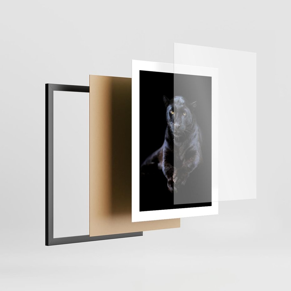 Plakat w ramie 30x40 - Czarna pantera: majestat i siła - czarna, pantera - rama czarna