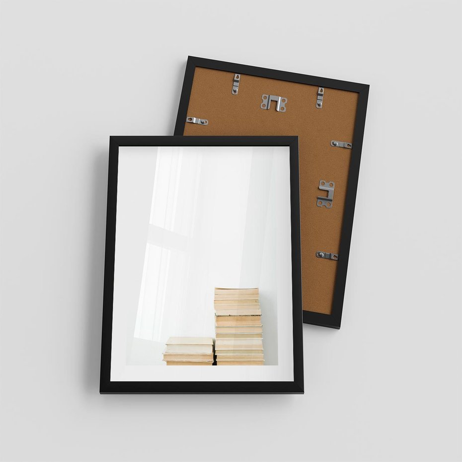 Plakat w ramie 30x40 - Estetyka Literatury - stos książek, minimalistyczna kompozycja - rama czarna