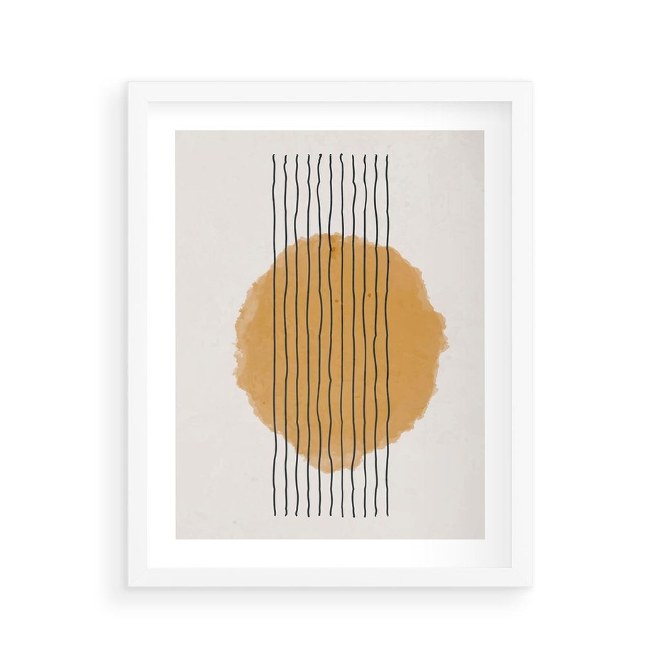 Plakat w ramie 40x50 - Taniec Emocji - abstrakcyjne akwarelowe plamy, nieregularne kreski - rama biała