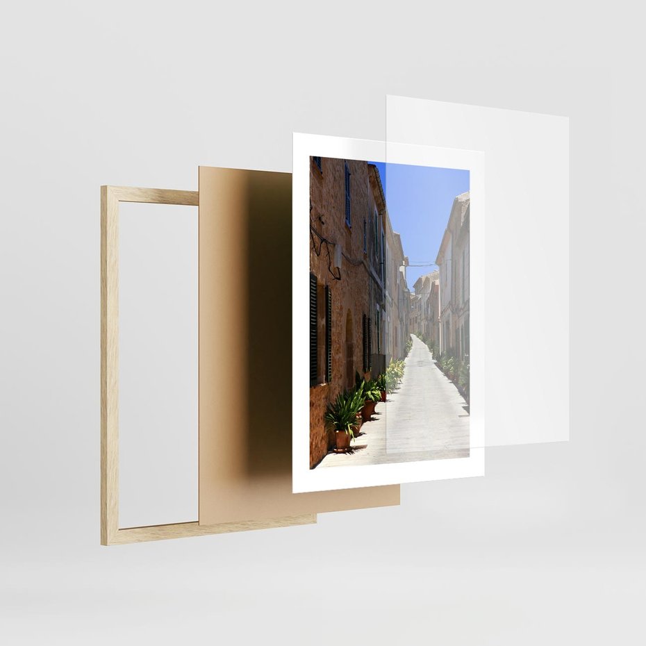 Plakat w ramie 30x40 - Urok uliczki: perspektywa miasta - uliczka, perspektywa - rama drewno