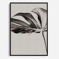 Obraz w ramie 70x100 - Szepczący Liść - szkic, czarno biały - rama czarna