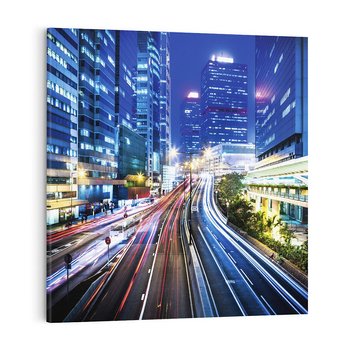 Obraz na płótnie 60x60 - Nocne Światła Miasta - noc, miasto