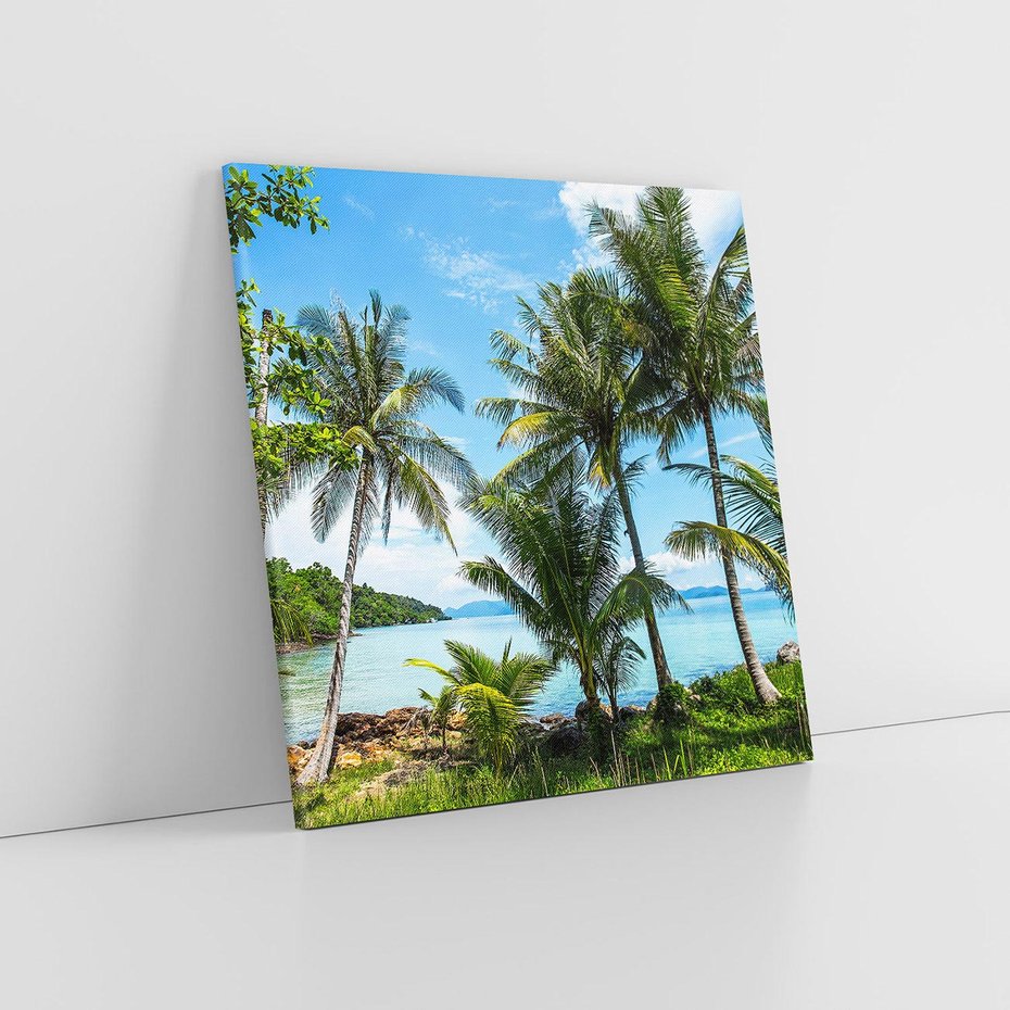 Obraz na płótnie 40x40 - Rajski wypoczynek - palmy, morze