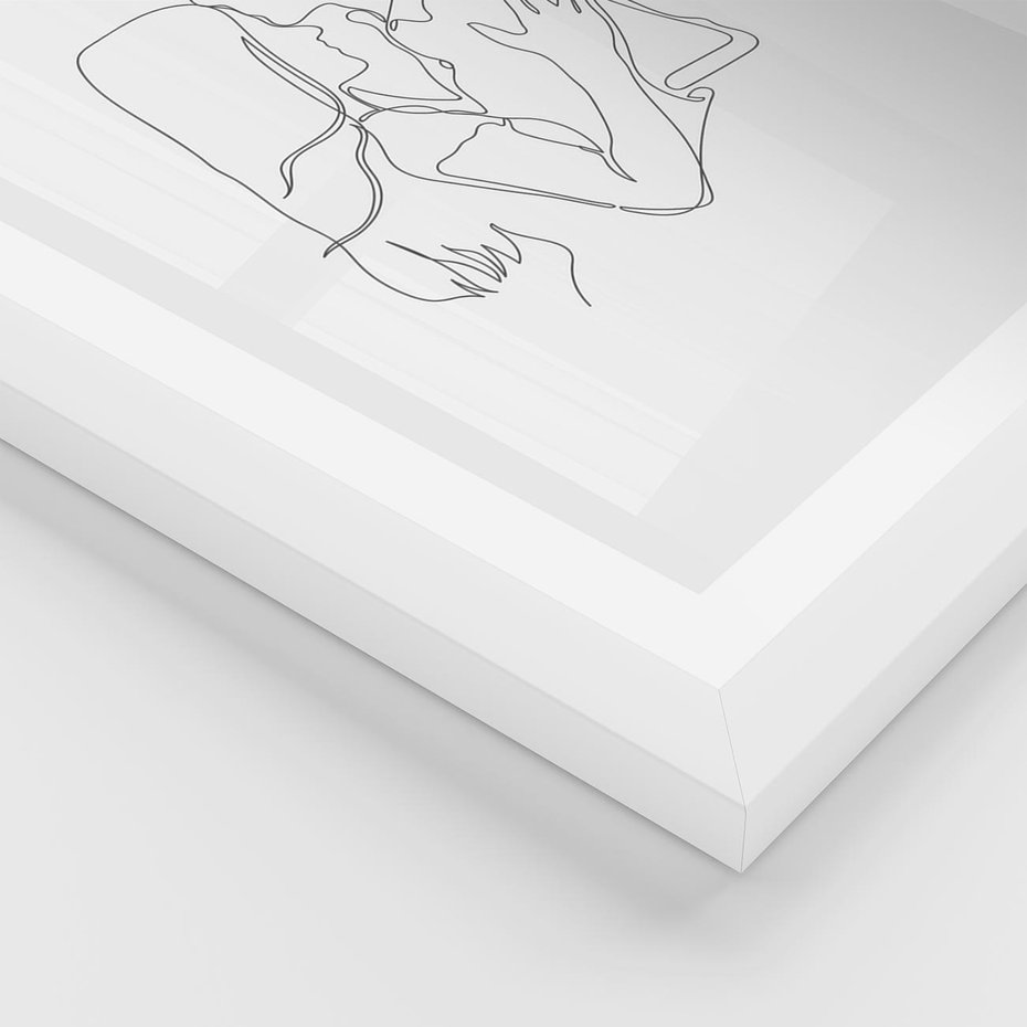 Plakat w ramie 30x40 - Bezgraniczne Przenikanie - para zakochanych, kobieta i mężczyzna - rama biała