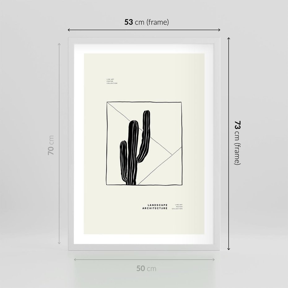 Plakat w ramie 50x70 - Zaklęta roślinna ekspresja - nowoczesna sztuka, minimalistyczny styl - rama biała