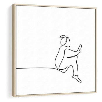 Obraz w ramie 80x80 - Linie Wewnętrznej Refleksji - line art, szkic - rama drewno