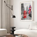 Plakat w ramie 50x70 - Londyńska Budka przy Big Benie - Londyn, budka - rama drewno