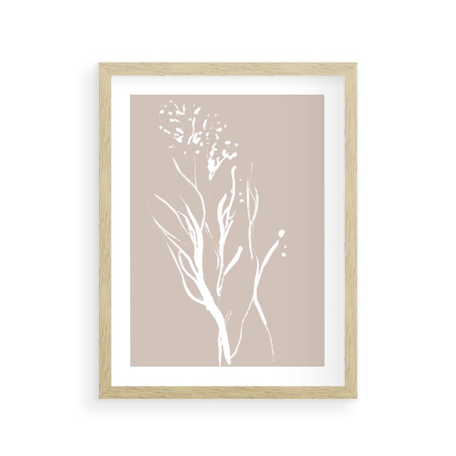 Plakat w ramie 30x40 - Impresje Pastelowych Nastrojów - minimalistyczny delikatny obraz, beżowe odcienie - rama drewno