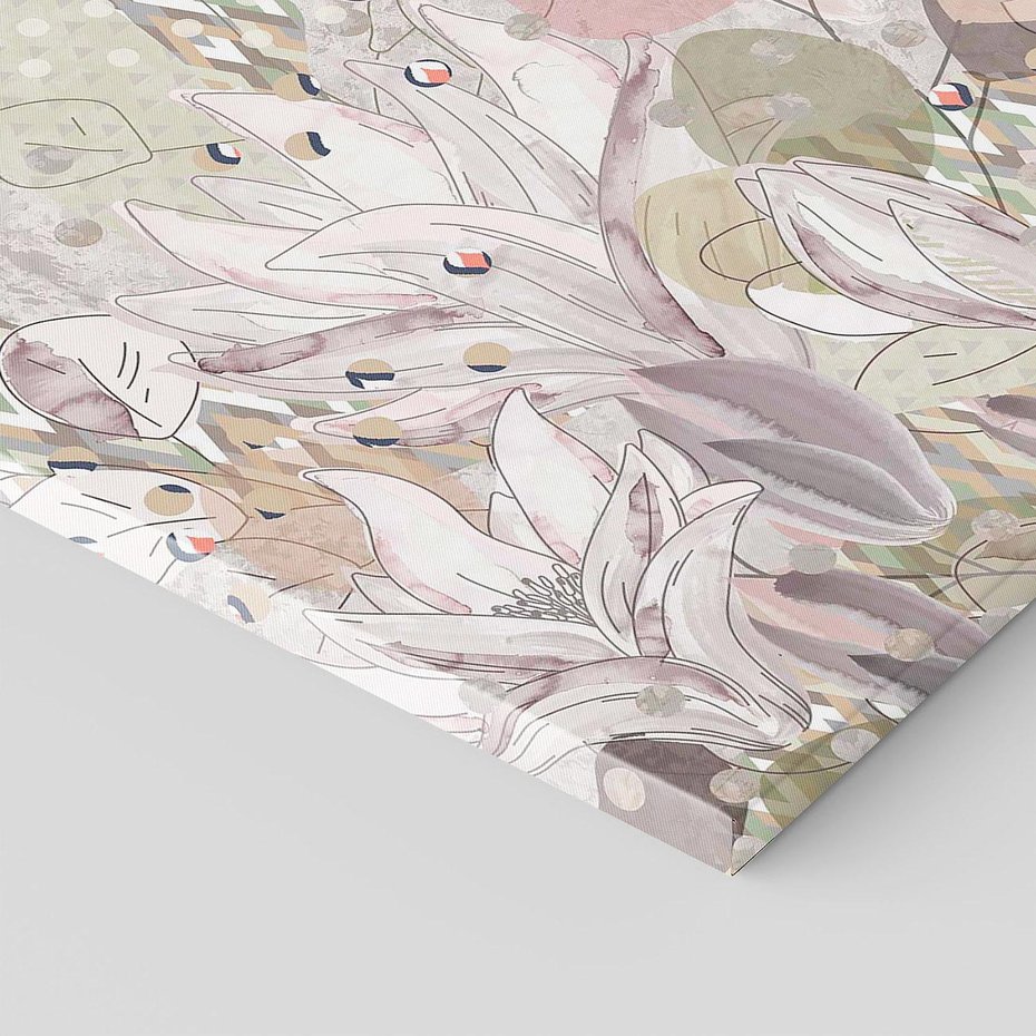 Obraz na płótnie 120x80 - Pejzaże zatajonej duszy - połączenie tekstur, roślinne motywy