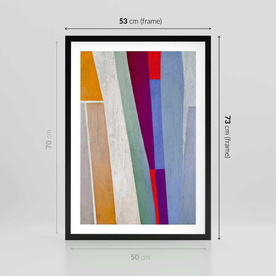 Plakat w ramie 50x70 - Księga Ukrytych Odbić - abstrakcyjne dziwne kształty, olejny obraz - rama czarna