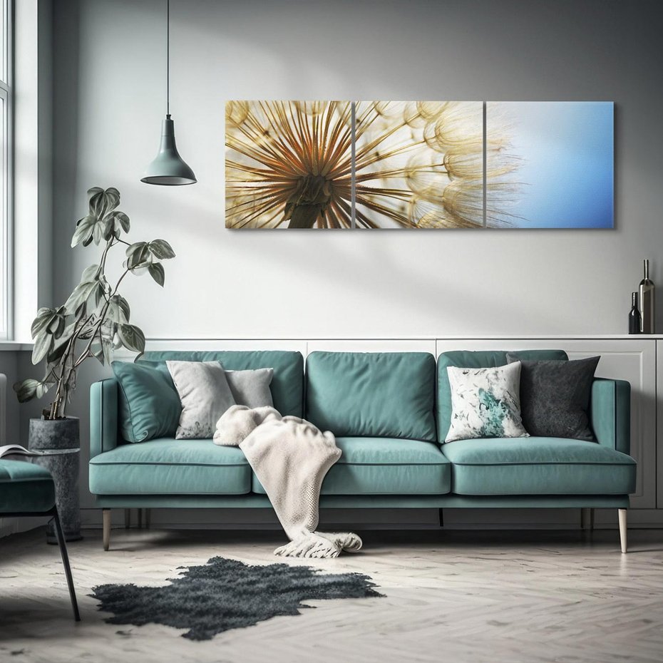 Obraz na płótnie 120x40 - Delikatny dmuchawiec w pełnym rozkwicie - dmuchawiec, kwiat