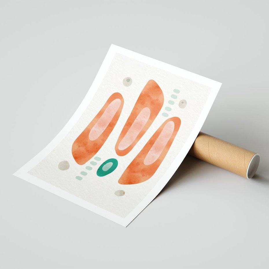 Plakat bez ramy 30x40 - Księga Barw - abstrakcyjne formy, dominujący kolor pomarańczowy