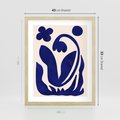 Plakat w ramie 40x50 - Bezgraniczne Echa Serca - abstrakcyjny obraz plakat, dziwne niebieskie kształty przypominają kwiat - rama drewno