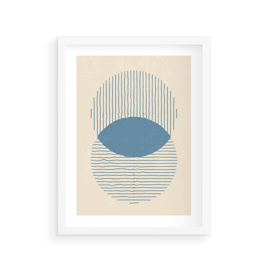 Plakat w ramie 30x40 - Wnętrza Refleksji - geometryczne kształty, koła - rama biała