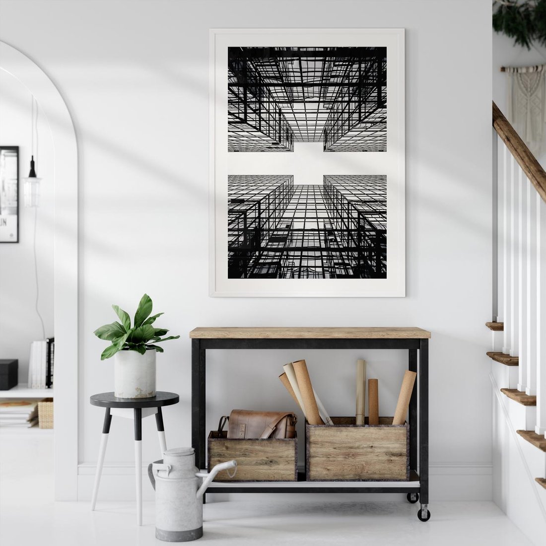 Plakat w ramie 50x70 - Czar i Wielkość - wieżowce, architektura - rama biała