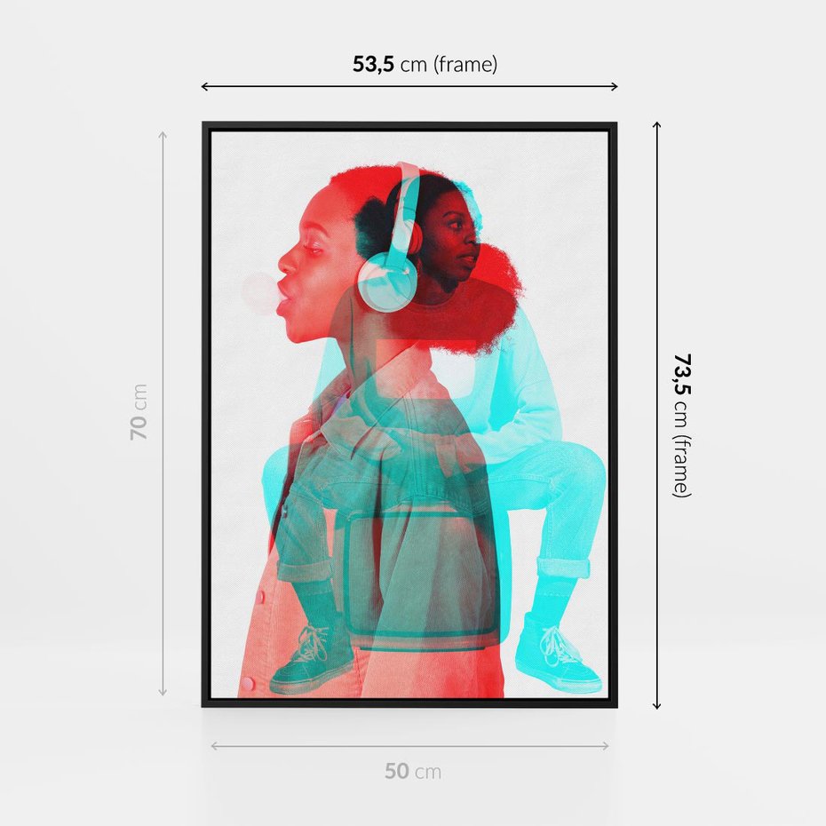 Obraz w ramie 50x70 - Rytmy Wspomnień - kolaż zdjęć, kobieta - rama czarna