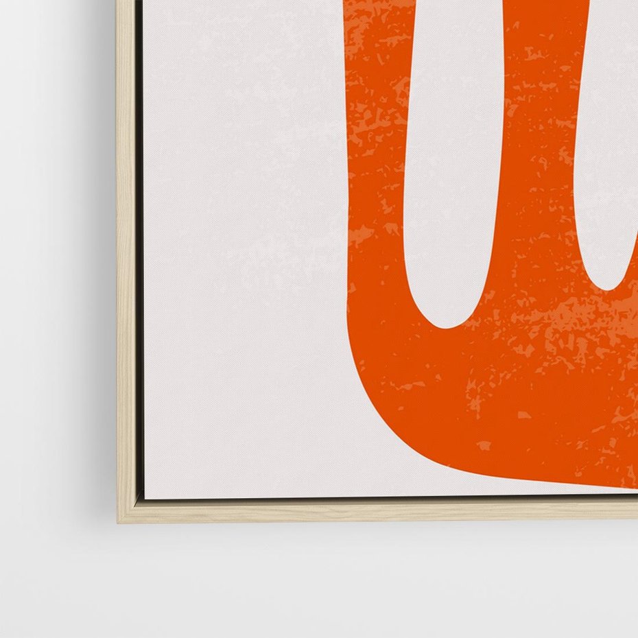 Obraz w ramie 80x80 - Eksploracja Nowego Światła - abstrakcyjna pomarańczowa forma, minimalizm - rama drewno