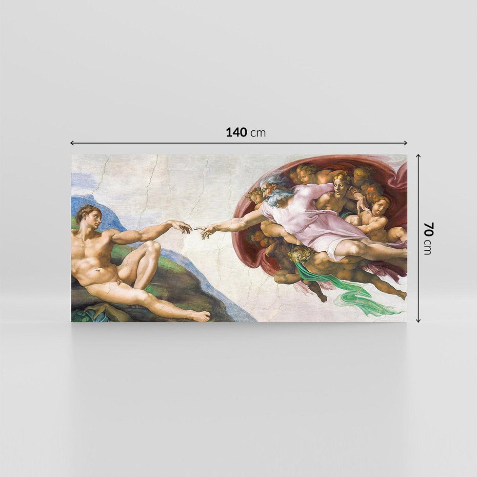 Obraz na płótnie 140x70 - "Stworzenie Adama" Michał Anioł - Reprodukcja - reprodukcja, obraz na płótnie