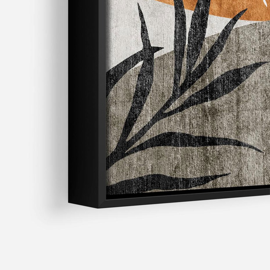 Obraz w ramie 70x50 - Oddechy ciszy i ruchu - rzut liści palmy, monstery - rama czarna